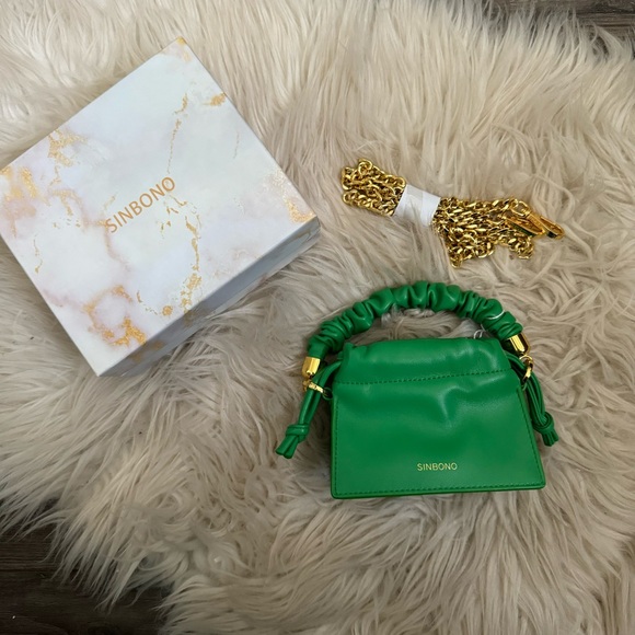 Sinbono Vegan Mini Drawstring Handbag - Grass Green - Picture 6 of 8